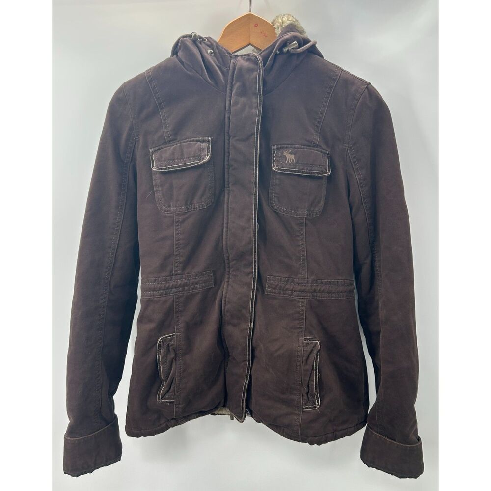 Vintage Y2K Abercrombie & Fitch Parka Jacket Missing Fur Hooded Women Size S